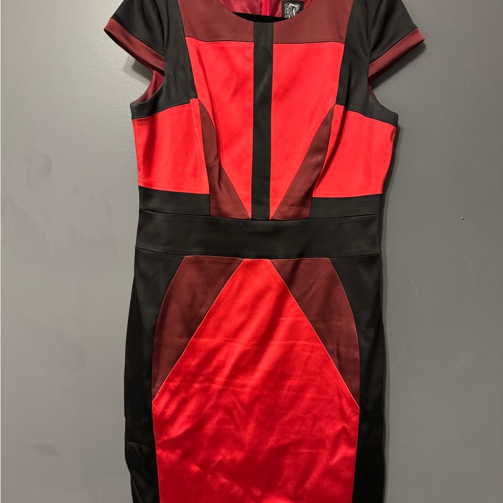 Red and Black Sheath Mini Dress for Cocktail